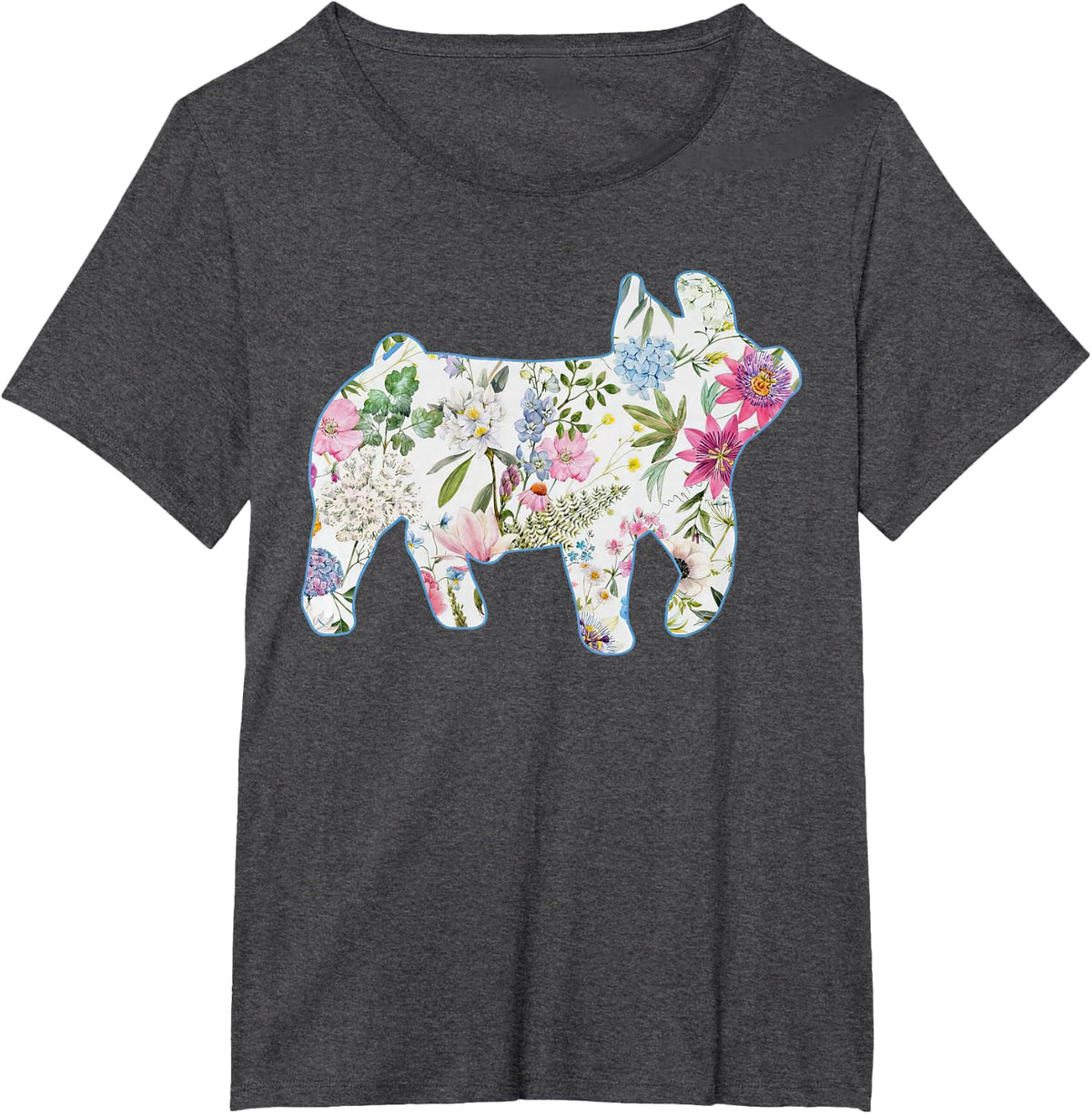 Floral Show Pig Livestock Breeder Stock Show Mom Pig Animal T-Shirt - Dark Heather Grey