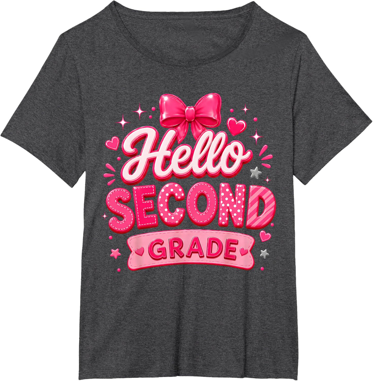 Hello Second Grade Boy Girl Teacher Back to School 2nd Grade T-Shirt - Dark Heather Grey