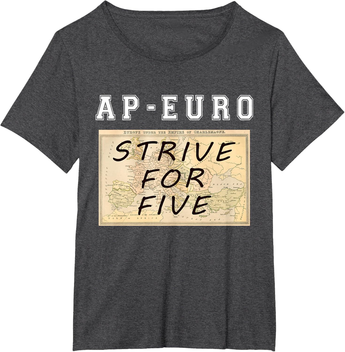 AP Euro Strive for Five Funny History Teacher T-Shirt Tees for High School Students - Dark Heather Grey