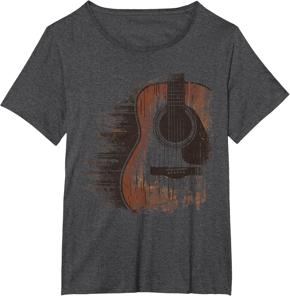 Distressed Acoustic Guitar T-Shirt - Dark Heather Grey