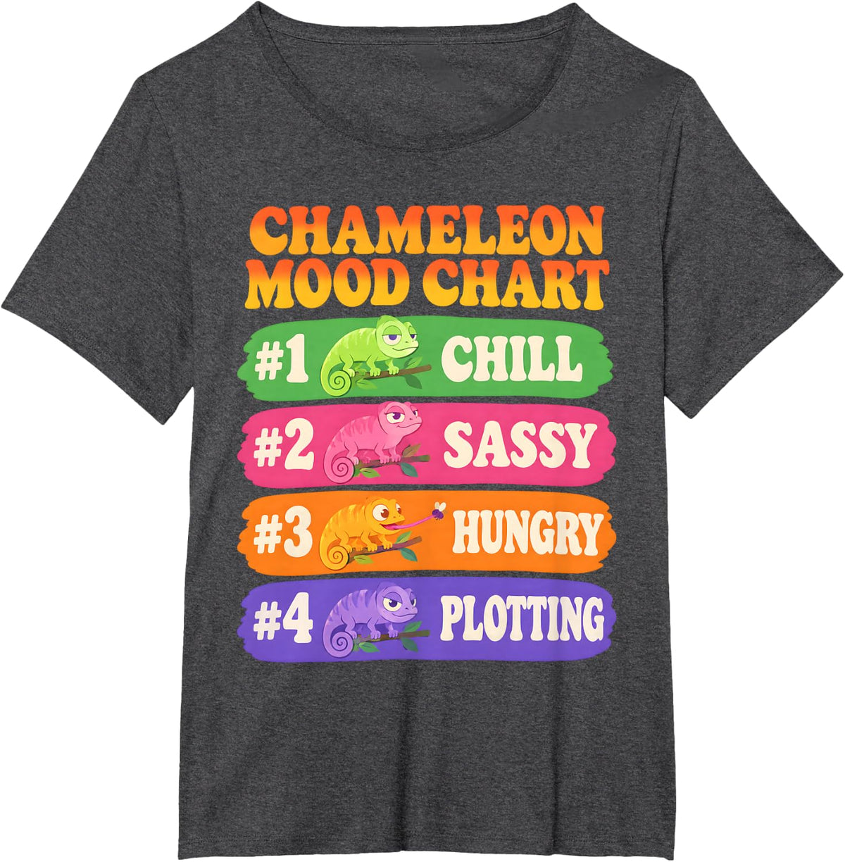 Chameleon Mood Chart Funny Reptile Lizard Lover T-Shirt - Dark Heather Grey