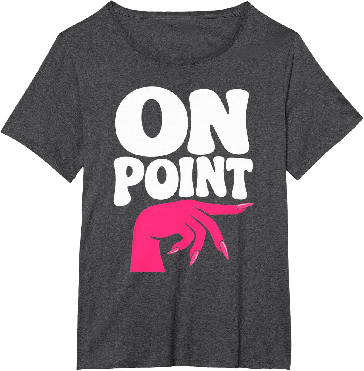 Nail Tech Pointed Pink Nails T-Shirt - Dark Heather Grey