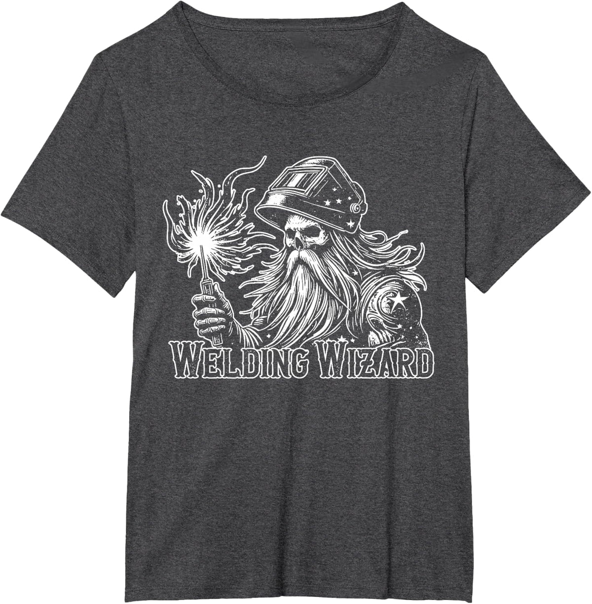 Welding Wizard Gift Welder Skeleton MIG TIG Worker T-Shirt - Dark Heather Grey