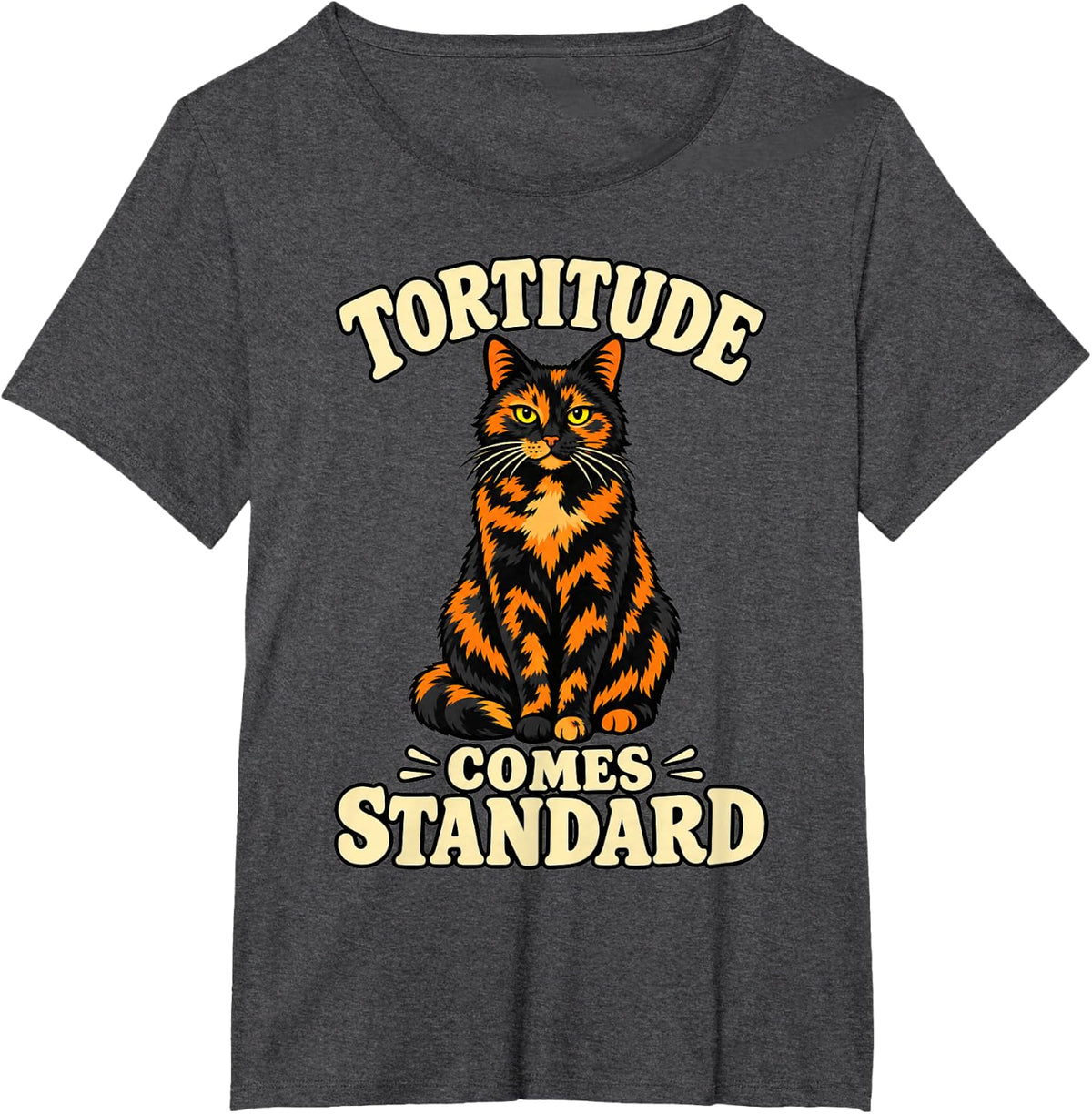 Tortoiseshell Cat Tortitude Comes Standard Owner T-Shirt - Dark Heather Grey