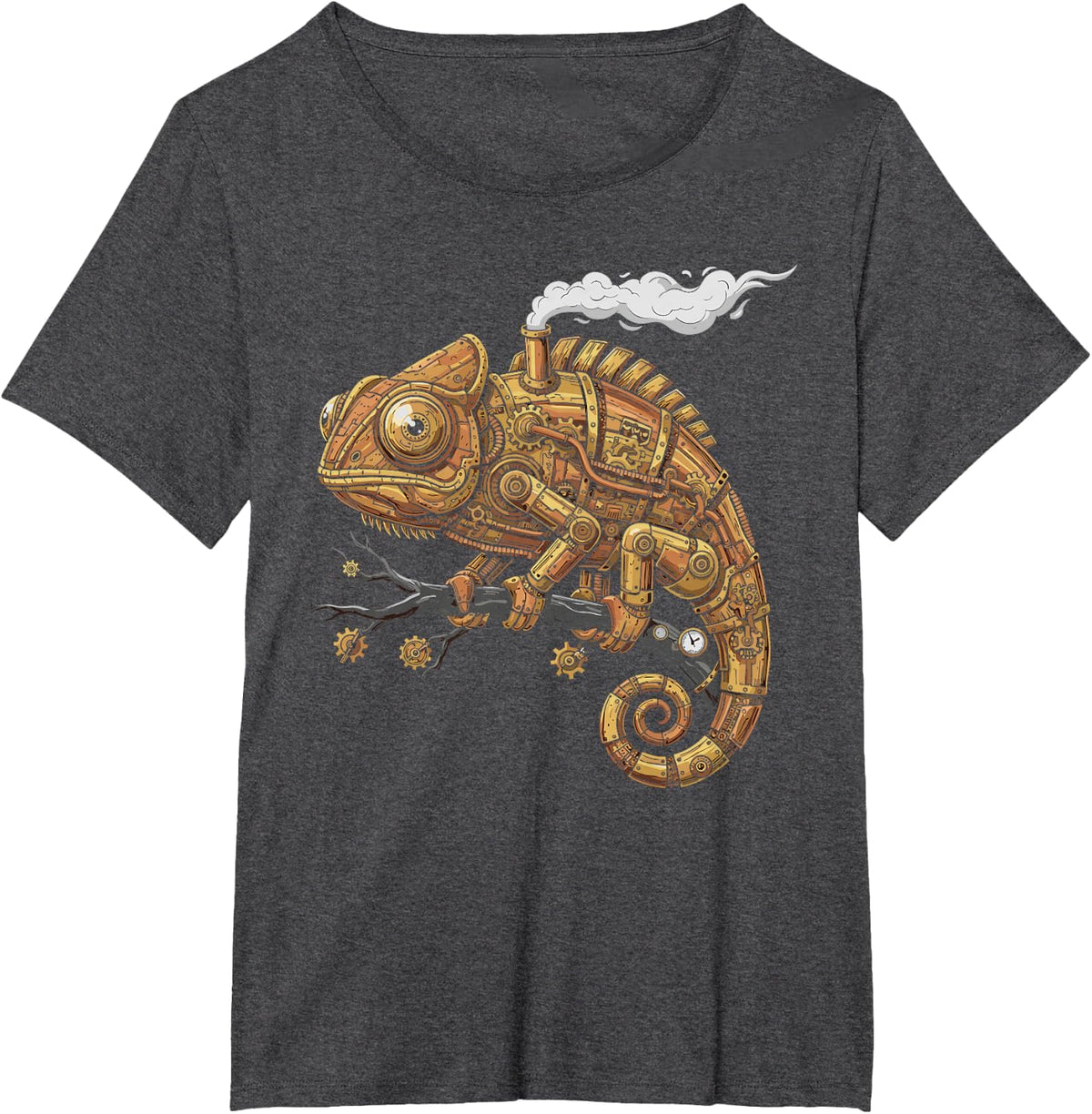 Chameleon Enthusiast Clockwork Steampunk T-Shirt - Dark Heather Grey