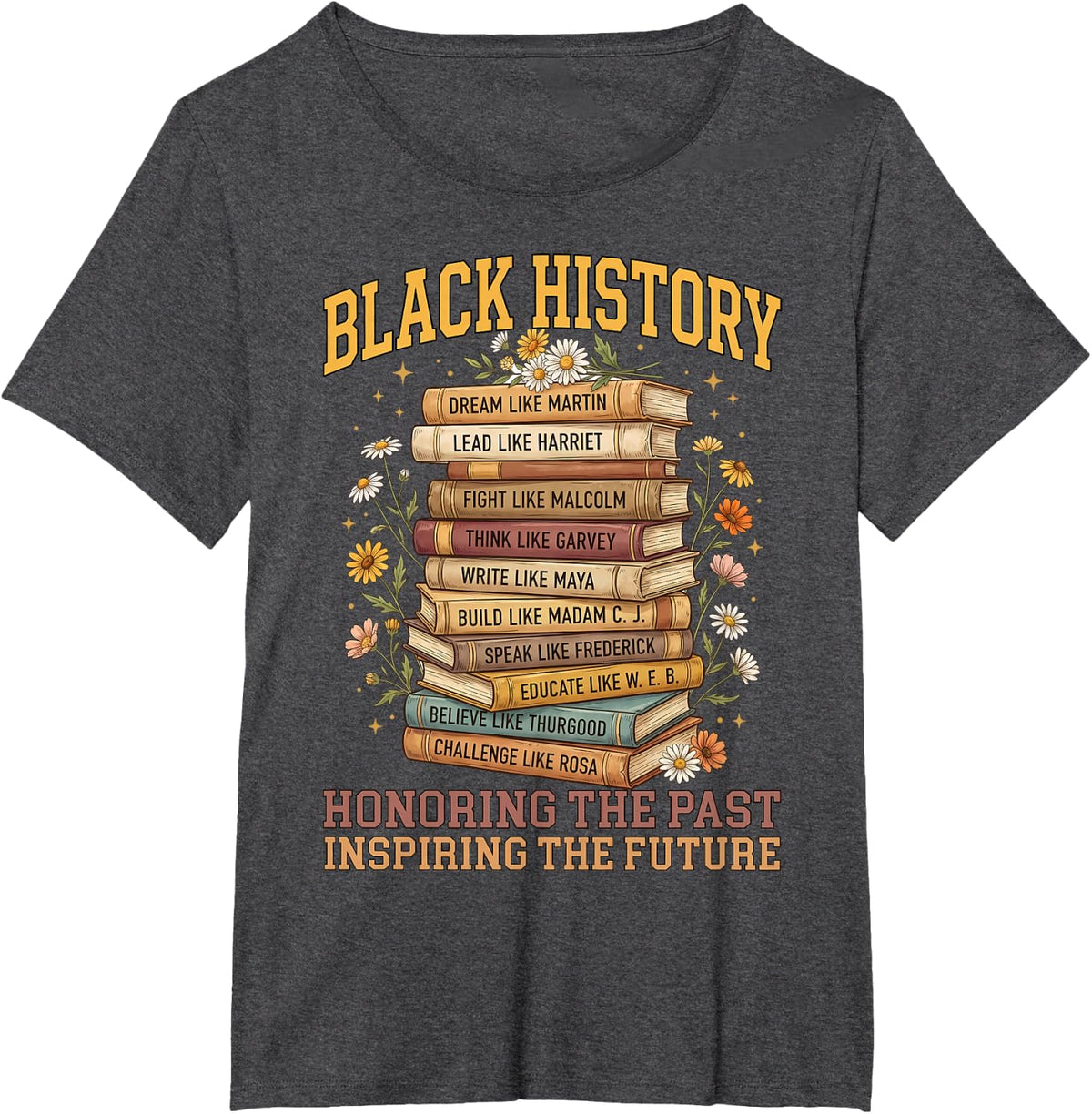 Black History Month Teacher Past Inspiring The Future T-Shirt - Dark Heather Grey