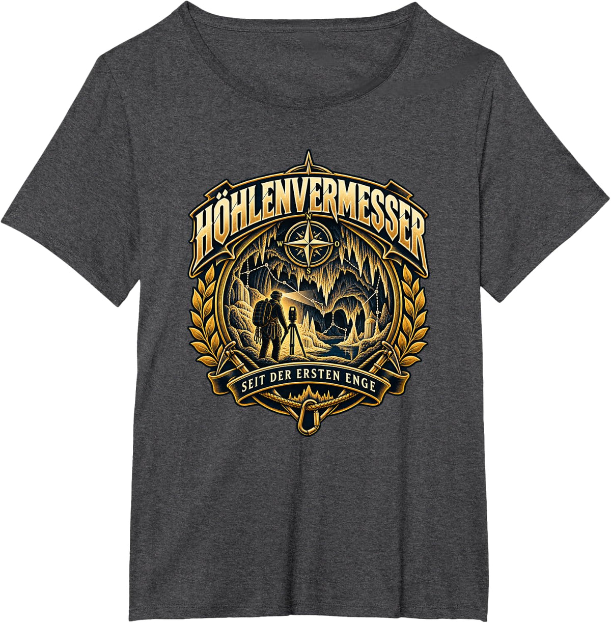 Höhlenvermesser Surveyor Spelunking Caving Explorer Shirt T-Shirt - Dark Heather Grey