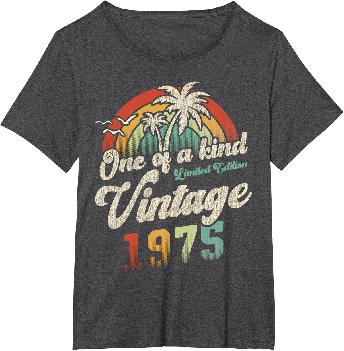 Vintage 1975 Birthday 51 Years Old Palm Trees T-Shirt - Dark Heather Grey