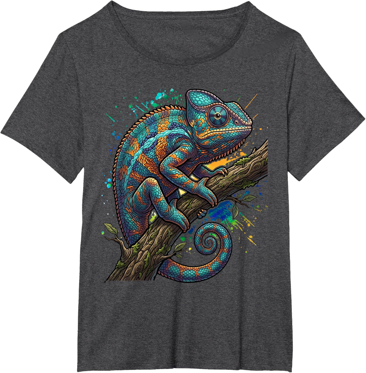 Chameleon, Reptiles and Zoo Keeper Design Chameleon Graphic, T-Shirt - Dark Heather Grey