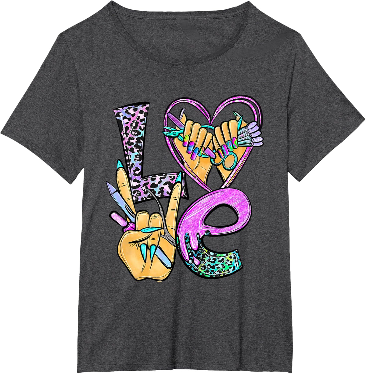 Manicurist Nail Tech Life Nail Hustler Artist Technician Tees T-Shirt - Dark Heather Grey