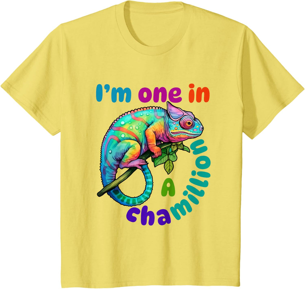 Chameleon Cute Lizard Saying Pun Kids Boys Toddlers Tees T Shirts - Lemon Yellow