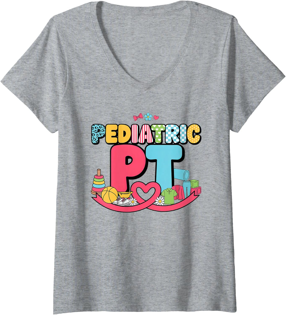 Women's Pediatric Physical Therapy Paediatric Physiotherapist V-Neck T-Shirt - Heather Grey