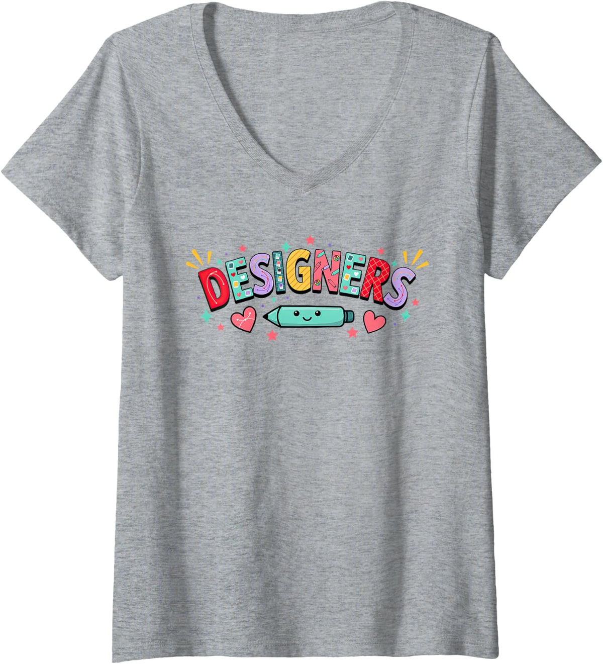 Women's Visual Arts Digital Design Visual Design Designing Designer V-Neck T-Shirt - Heather Grey