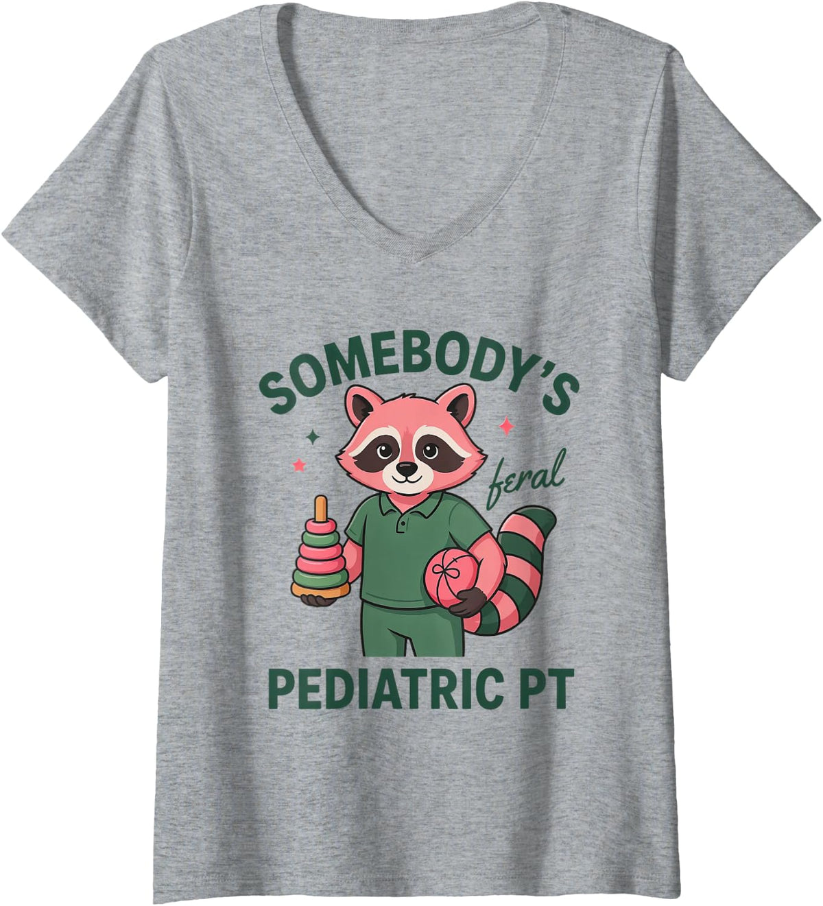 Women's Pediatric Physical Therapy Kids Physiotherapy Therapist V-Neck T-Shirt - Heather Grey