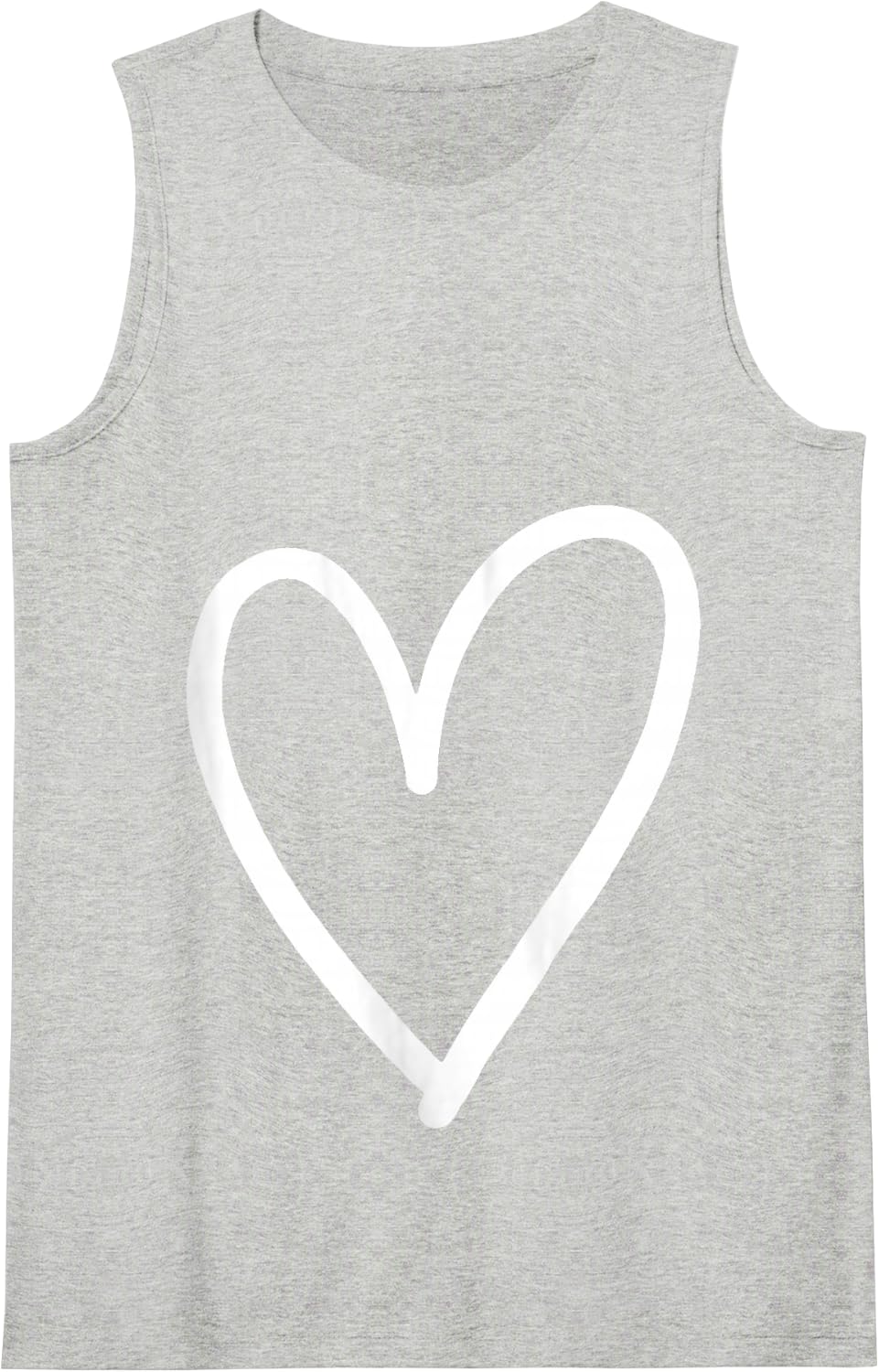 White Heart Cute Tops for Summer Women Tank Top - Heather Grey