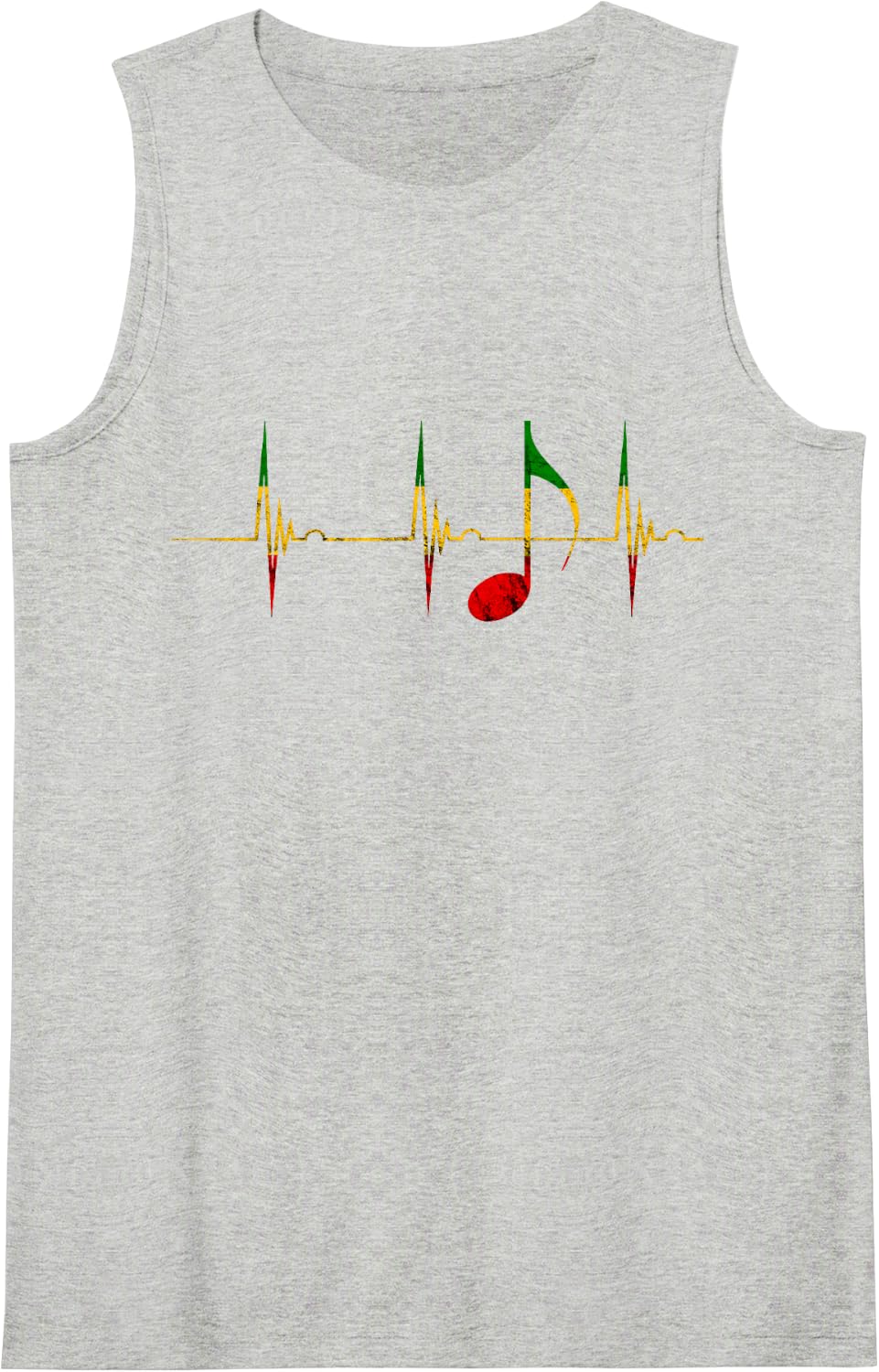 Reggae Music Note Heartbeat ECG Pulse Rasta Rastafari Tank Top - Heather Grey