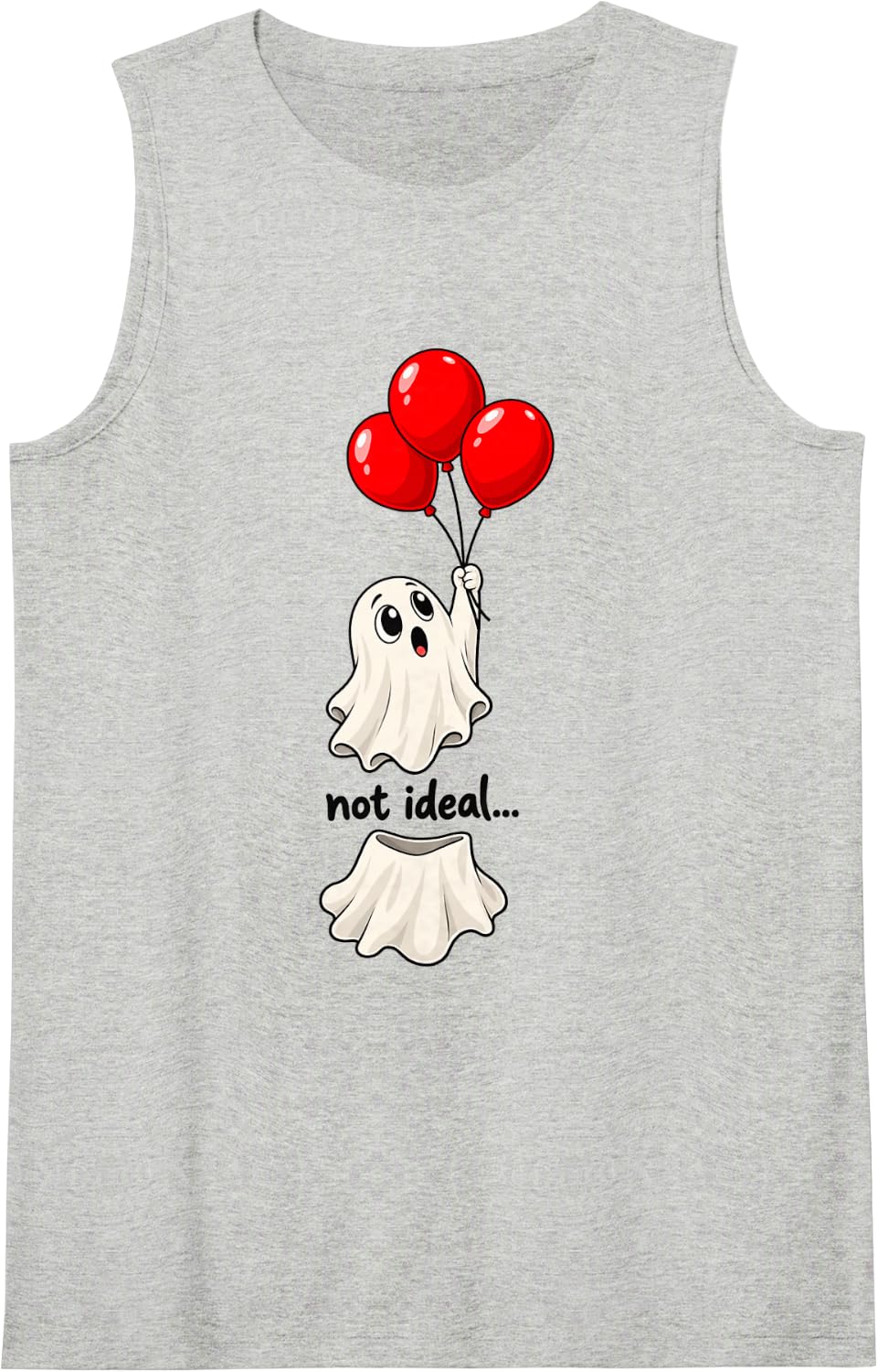 Funny Ghost Holding Balloons Not Ideal Halloween Spooky Sleeveless Tank Top - Heather Grey