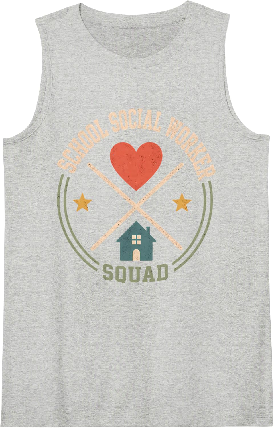 School Social Worker Squad Vintage Emblem Sleeveless Tank Top - Heather Grey