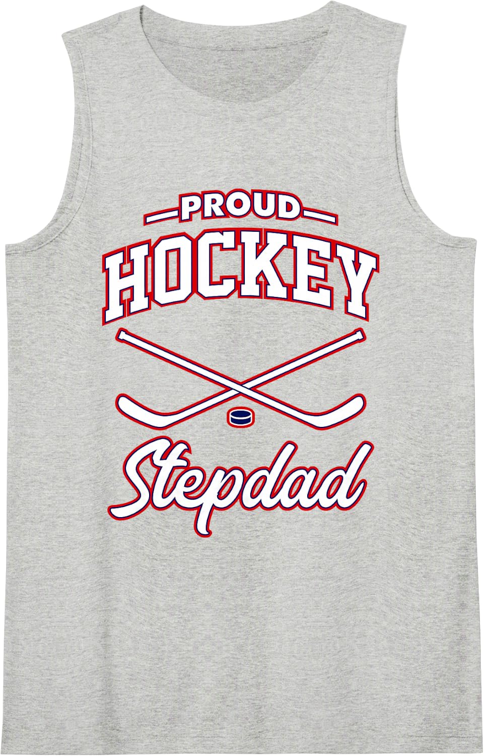 Proud Hockey Stepdad Sleeveless Tank Top - Heather Grey