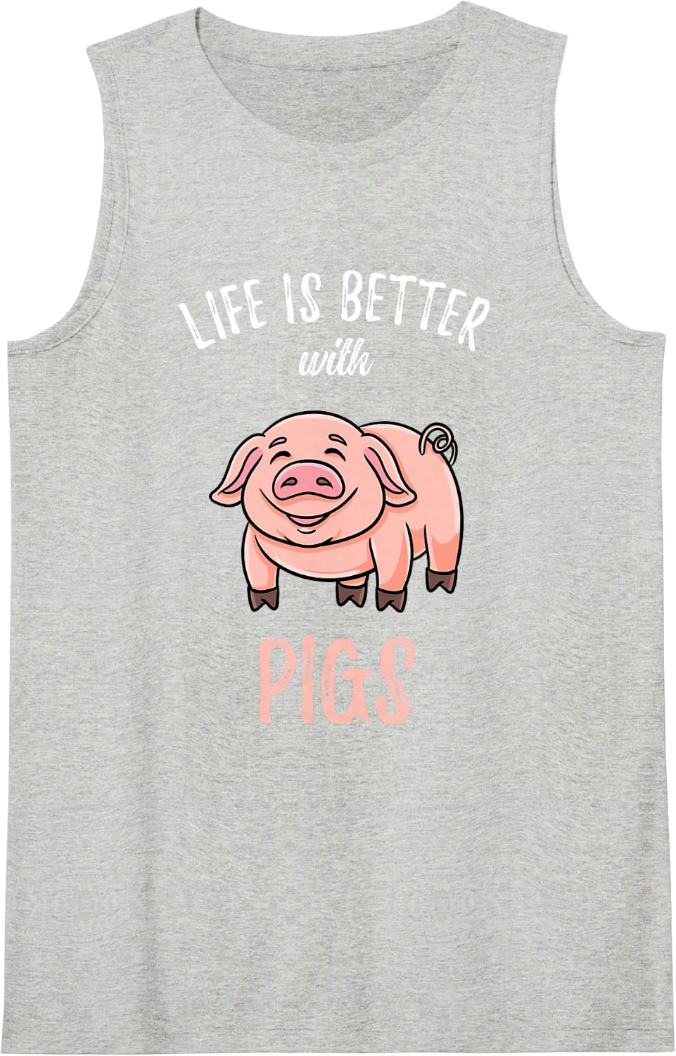 Life is Better with Pigs Kids Sleeveless Tank Top - Heather Grey