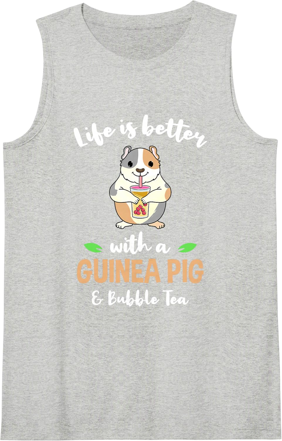 Life is Better with A Guinea Pig and Bubble Tea Sleeveless Tank Top - Heather Grey
