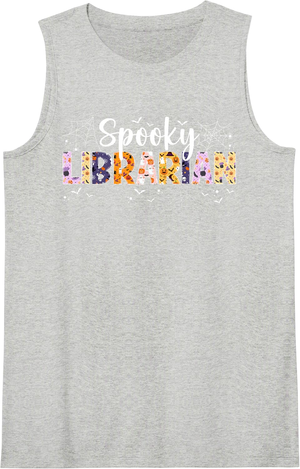 Spooky Librarian Halloween School Library Worker Sleeveless Tank Top - Heather Grey