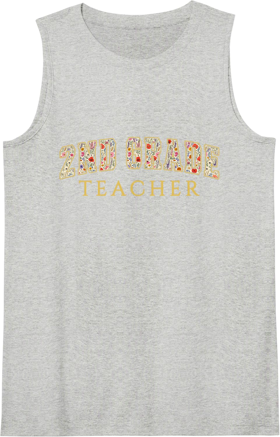 2nd Grade Teacher Wildflower Varsity Letters Second Grade Sleeveless Tank Top - Heather Grey
