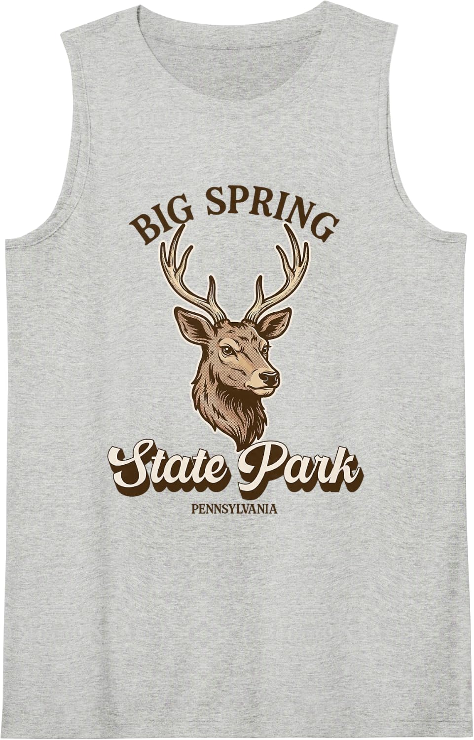 Big Spring State Park Pennsylvania Deer Hunting Souvenir Sleeveless Tank Top - Heather Grey