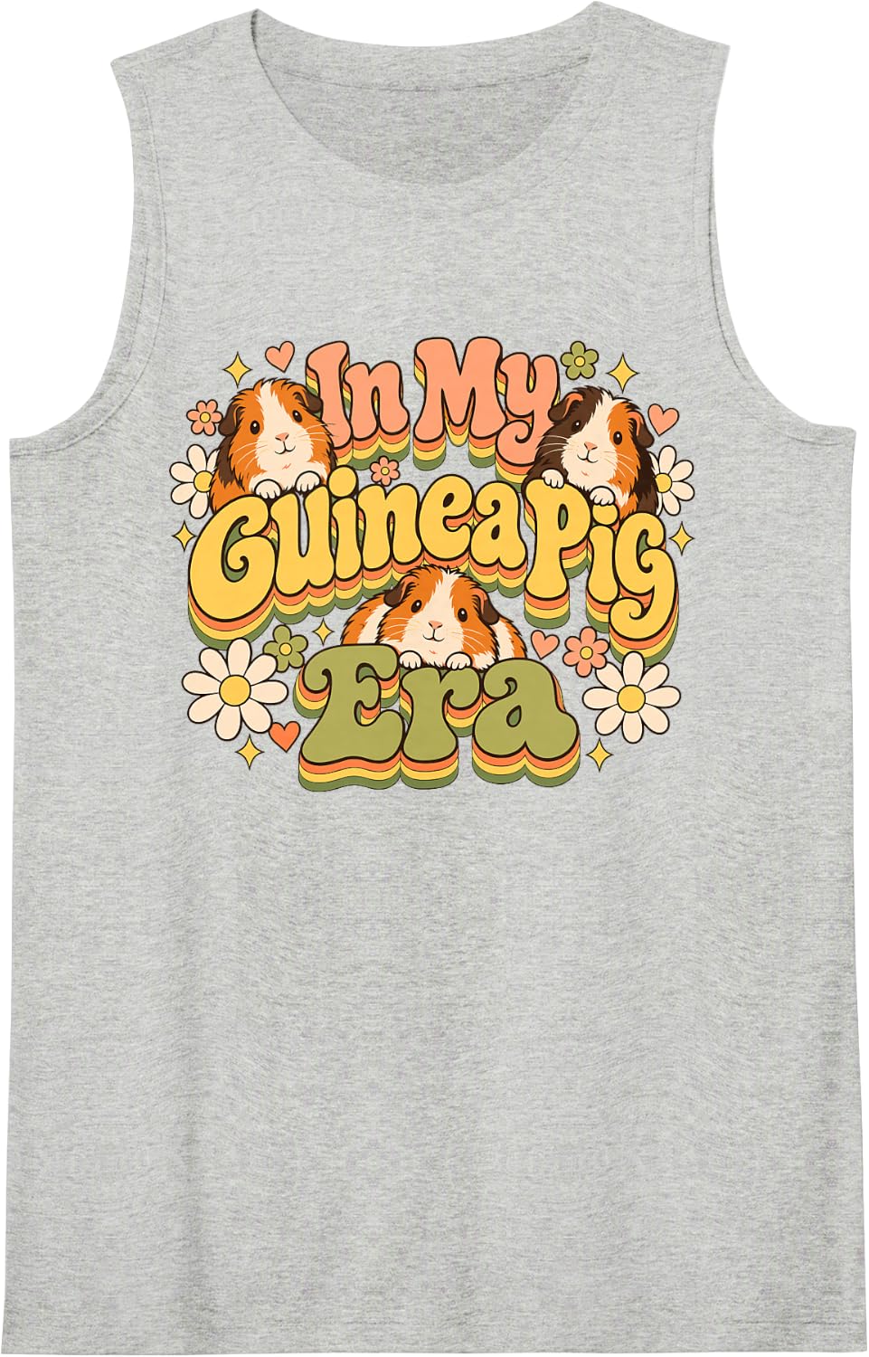 in My Guinea Pig Era Retro Groovy 70s Sleeveless Tank Top - Heather Grey