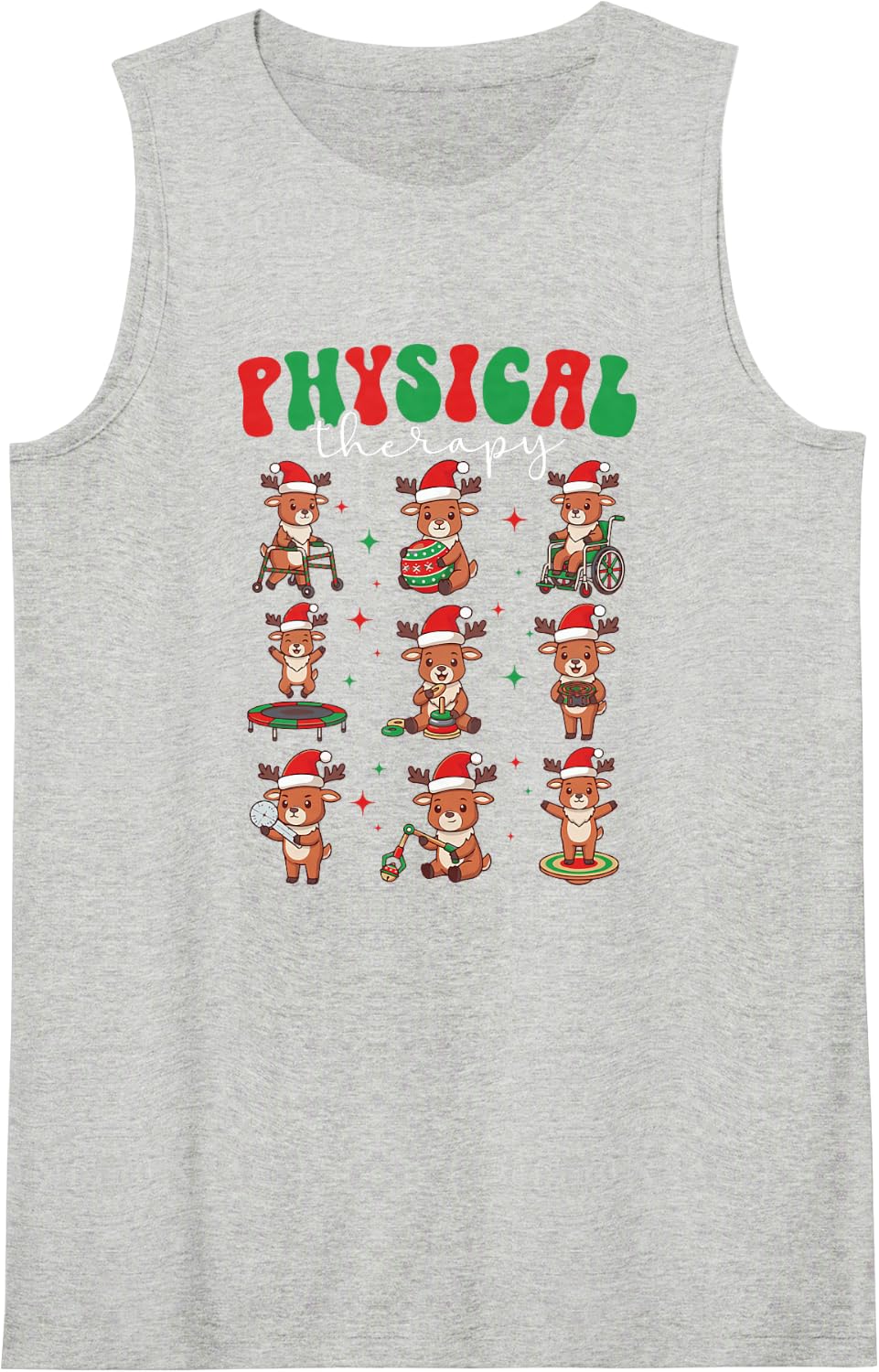 Groovy Physical Therapy Christmas PT Therapist Xmas Sleeveless Tank Top - Heather Grey