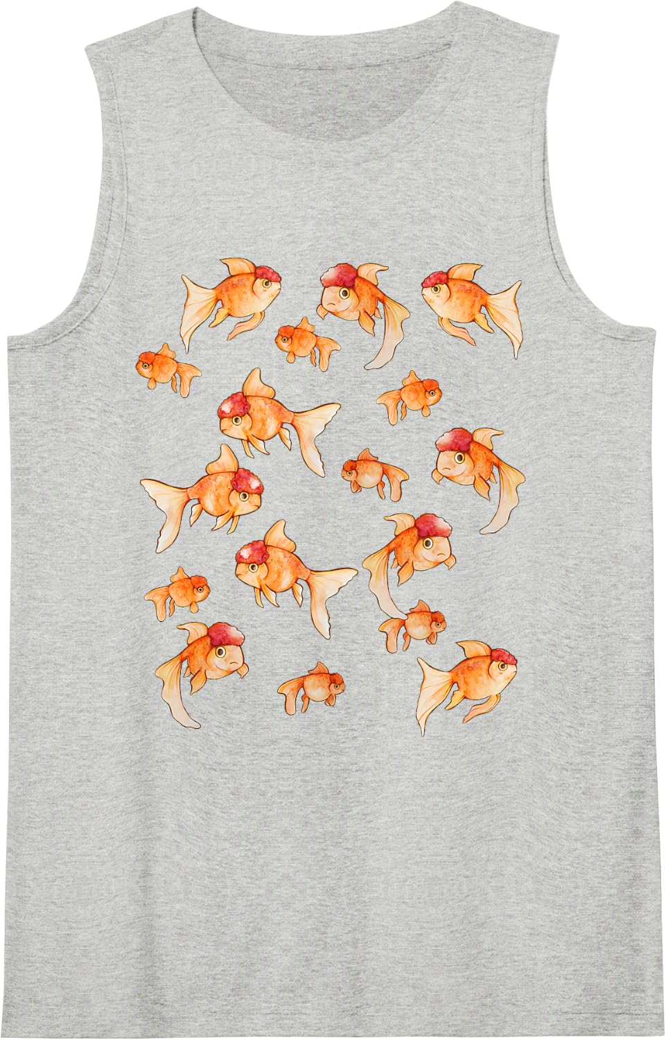 Goldfish Everywhere Fancy oranda Sleeveless Tank Top - Heather Grey