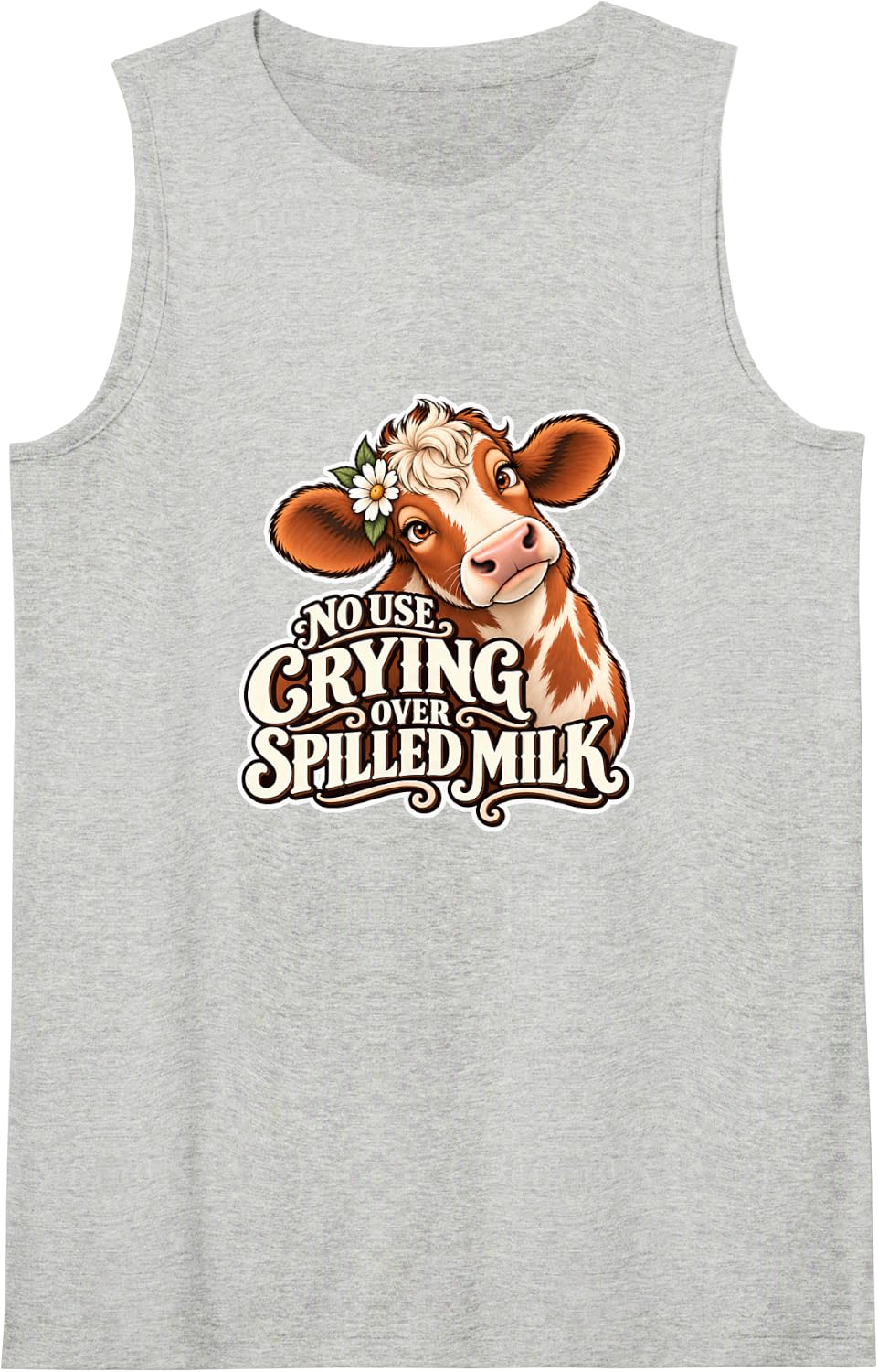 Funny Cow Advice Farm Humor Sleeveless Tank Top - Heather Grey