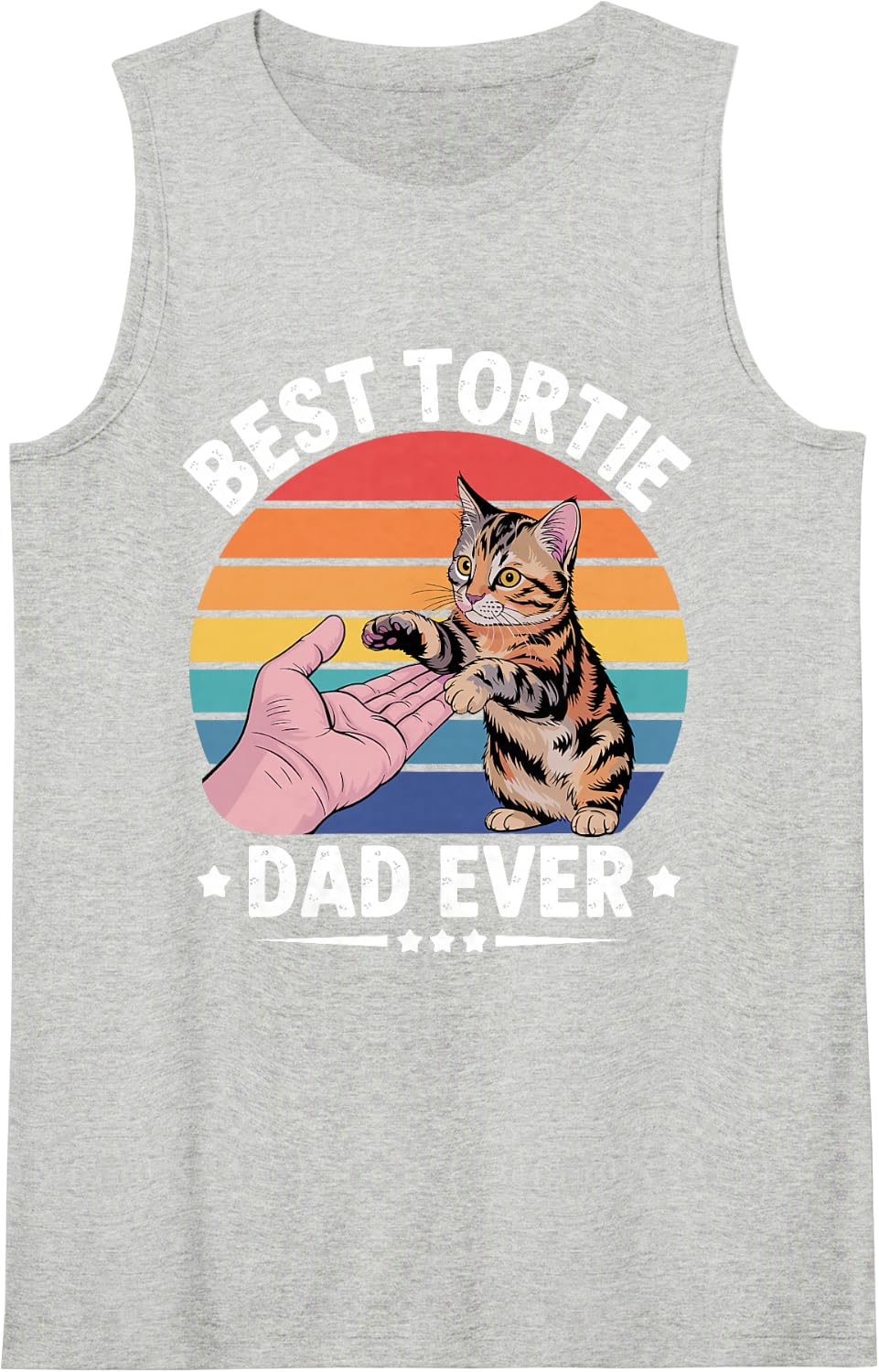 Cute Tortie Design for Men Boys Dad Tortoiseshell Cat Lovers Sleeveless Tank Top - Heather Grey