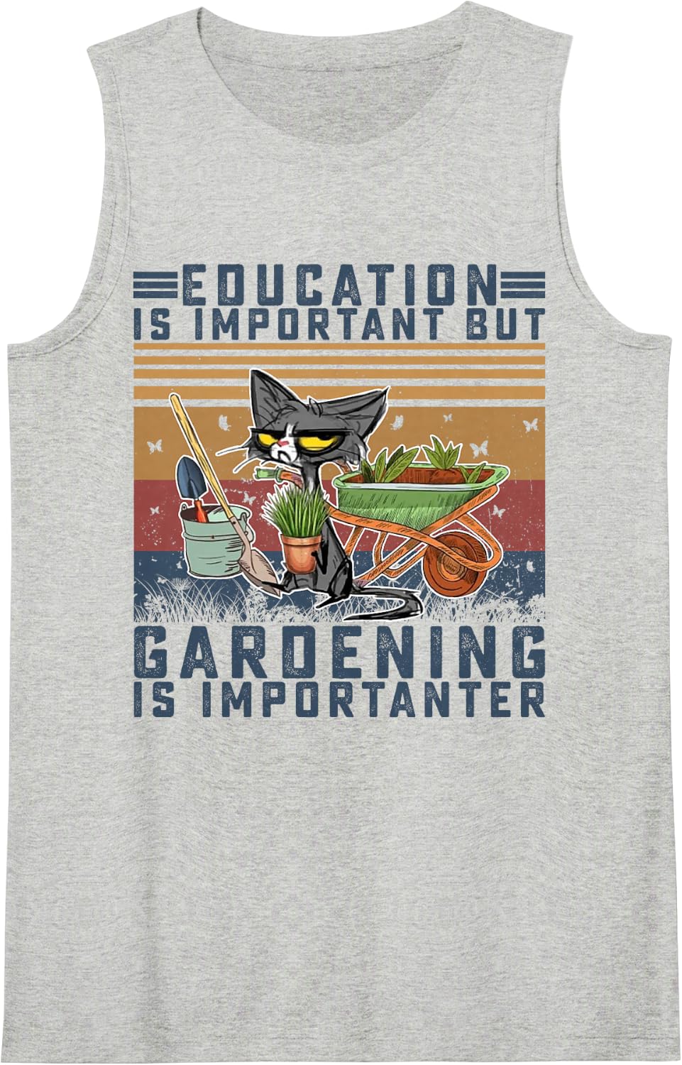 Education is Important But Gardening is Importanter Gardener Sleeveless Tank Top - Heather Grey
