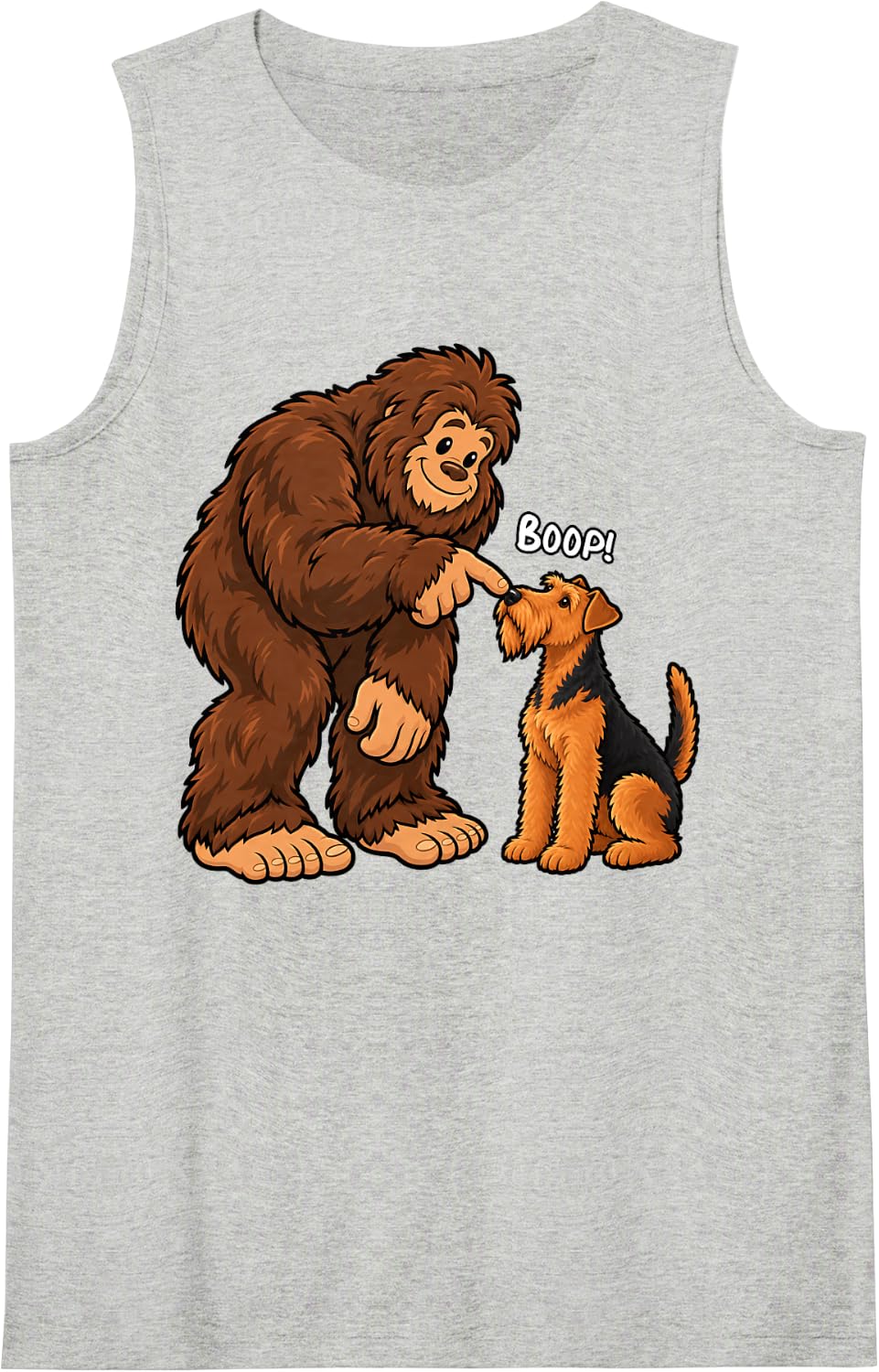 Bigfoot Boop Airedale Terrier Funny Dog Lover Sleeveless Tank Top - Heather Grey