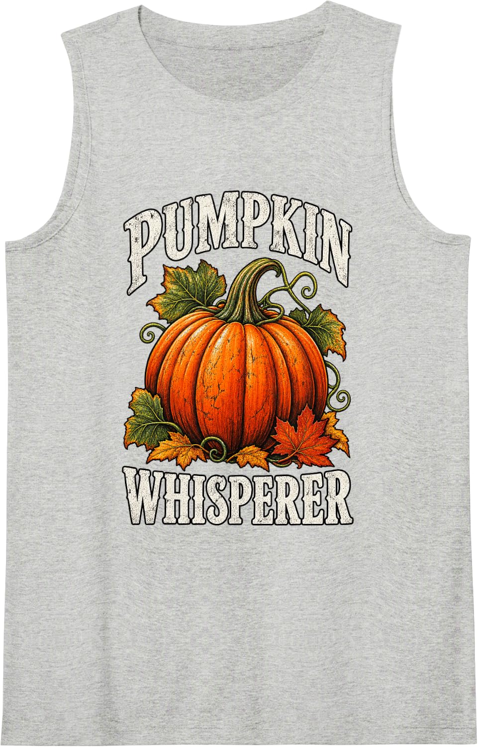Pumpkin Whisperer Vintage Fall Spice Halloween Gardener Mom Tank Top - Heather Grey