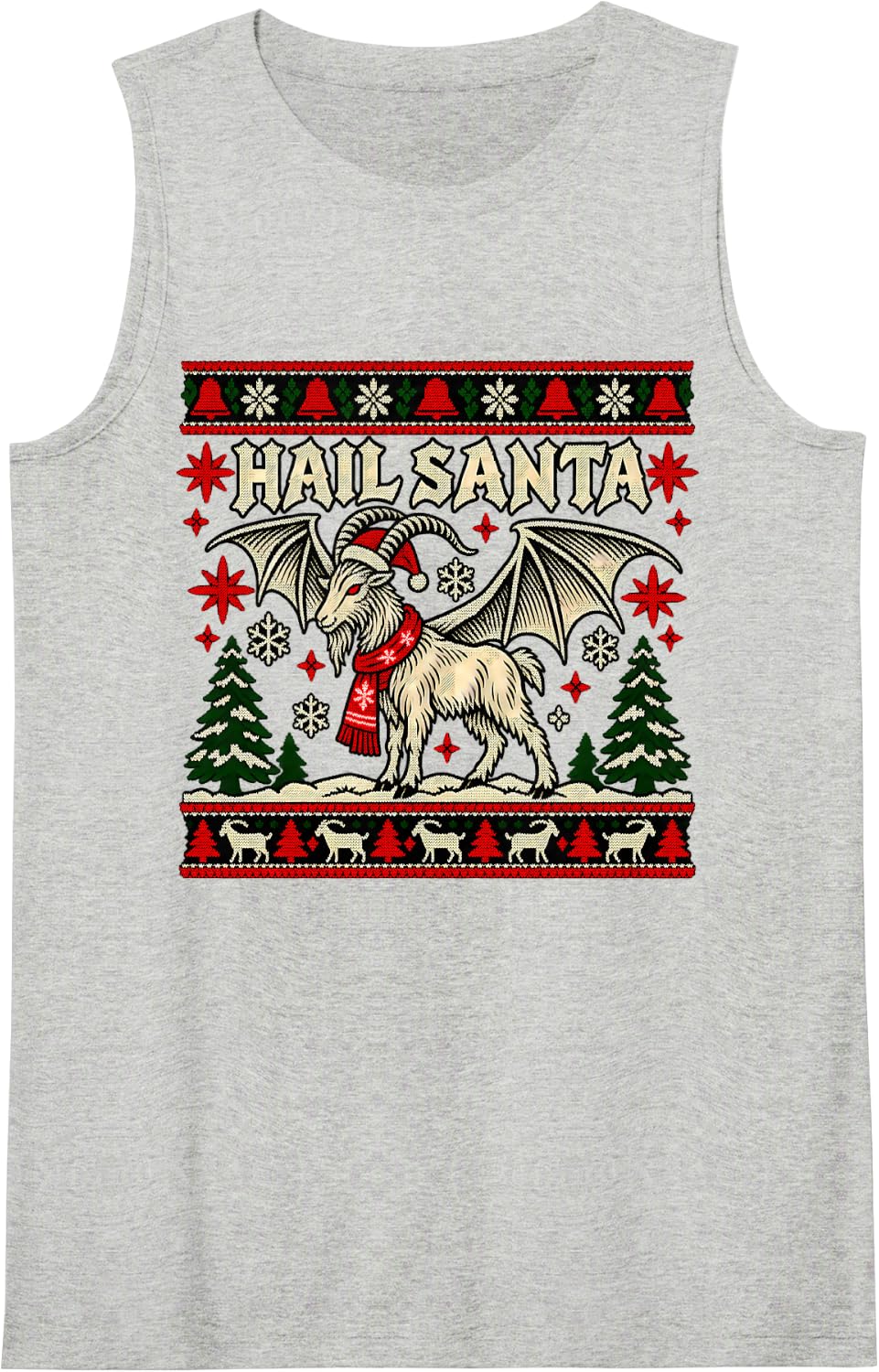 Hail Santa Winter Solstice Yule Pagan Christmas Gothic Sleeveless Tank Top - Heather Grey