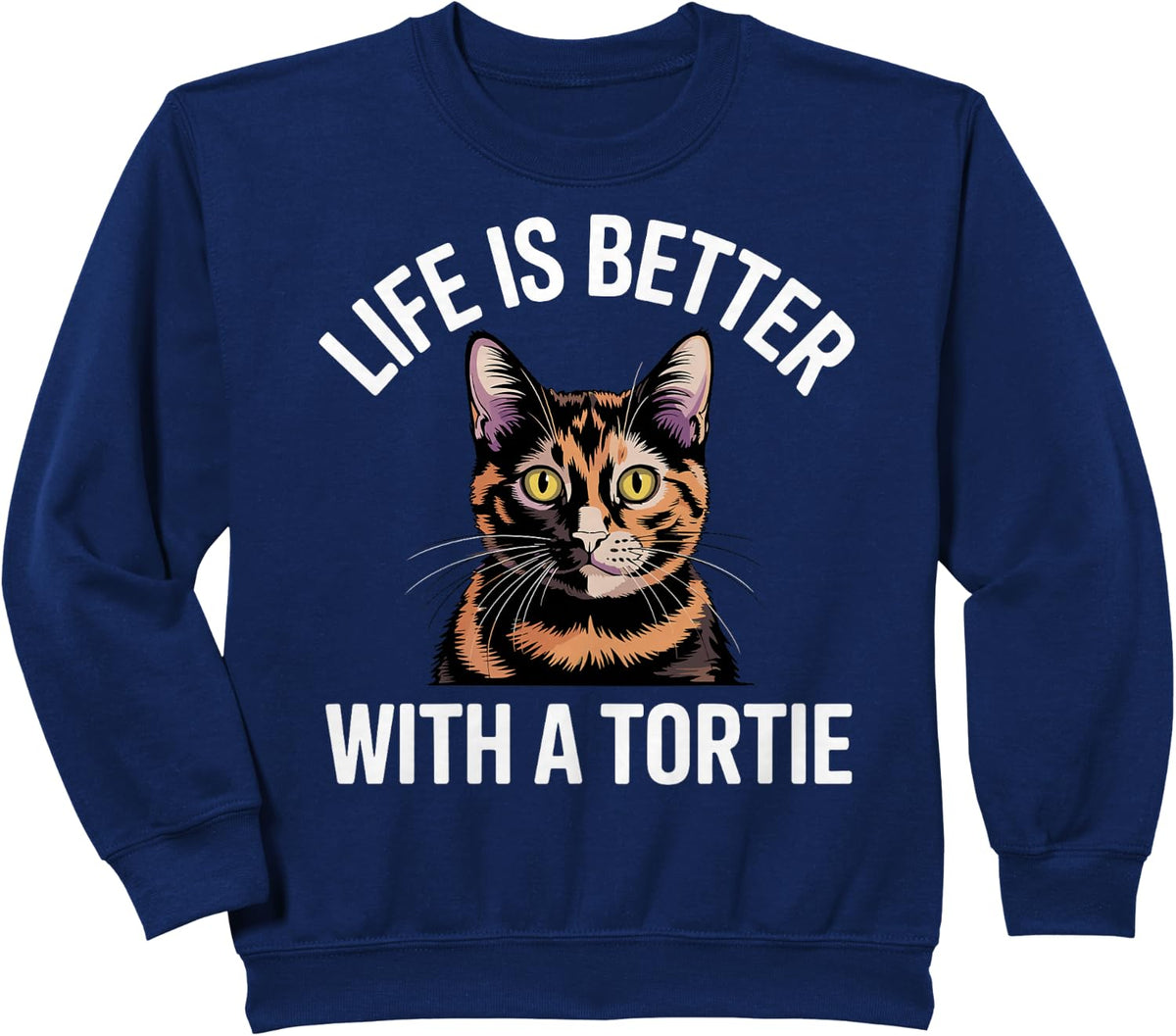 Cute Tortie Design For Men Women Tortoiseshell Cat Lovers Sweatshirt - Navy Blue