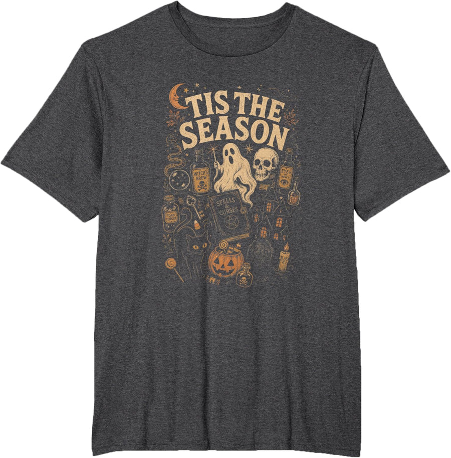 Ghost Lovers Halloween Witchy Season Costume Party T-Shirt - Dark Heather Grey