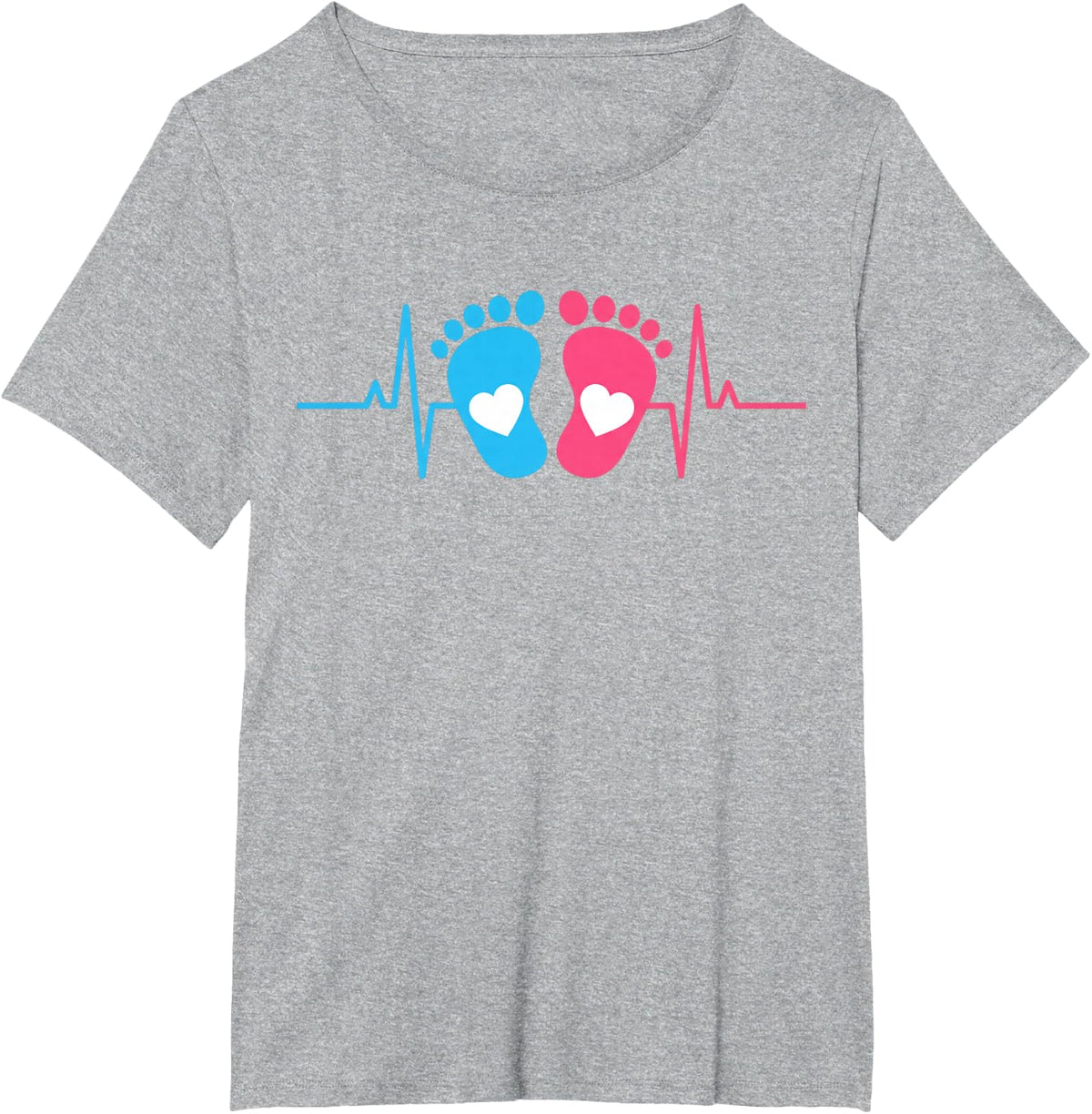 Nurse NICU Nurse Baby Footprints Heartbeat Neonatal Nurse T-Shirt - Heather Grey