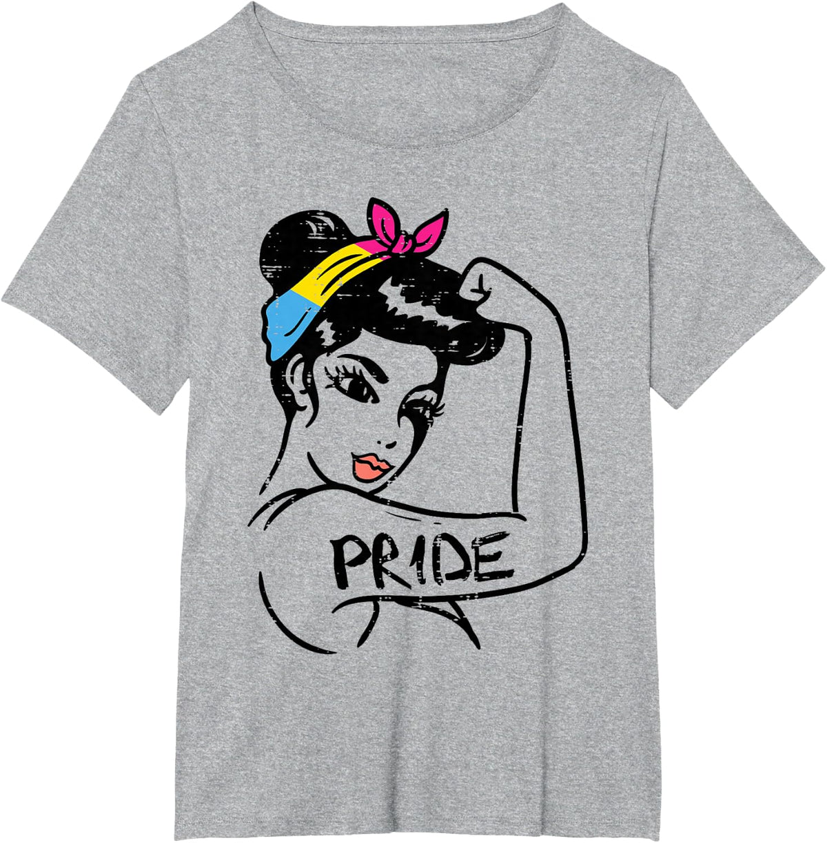 Unbreakable Strong Woman Pansexual Pride Pan Flag LGBT Gift T-Shirt - Heather Grey