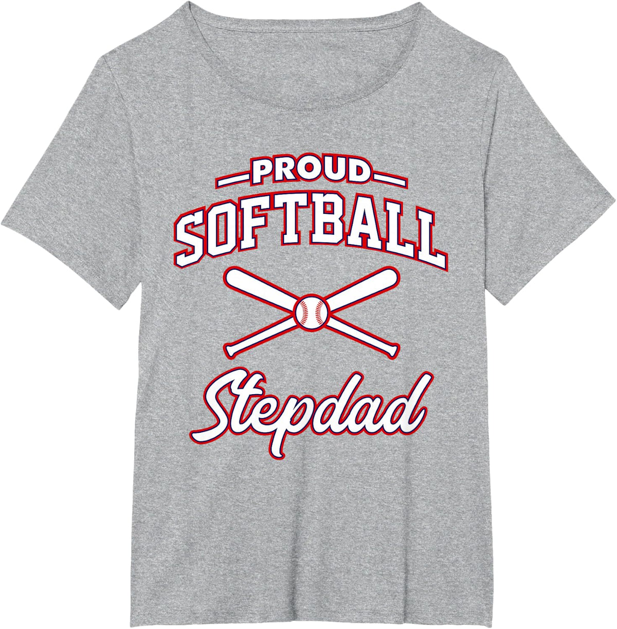 Proud Softball Stepdad T-Shirt - Heather Grey