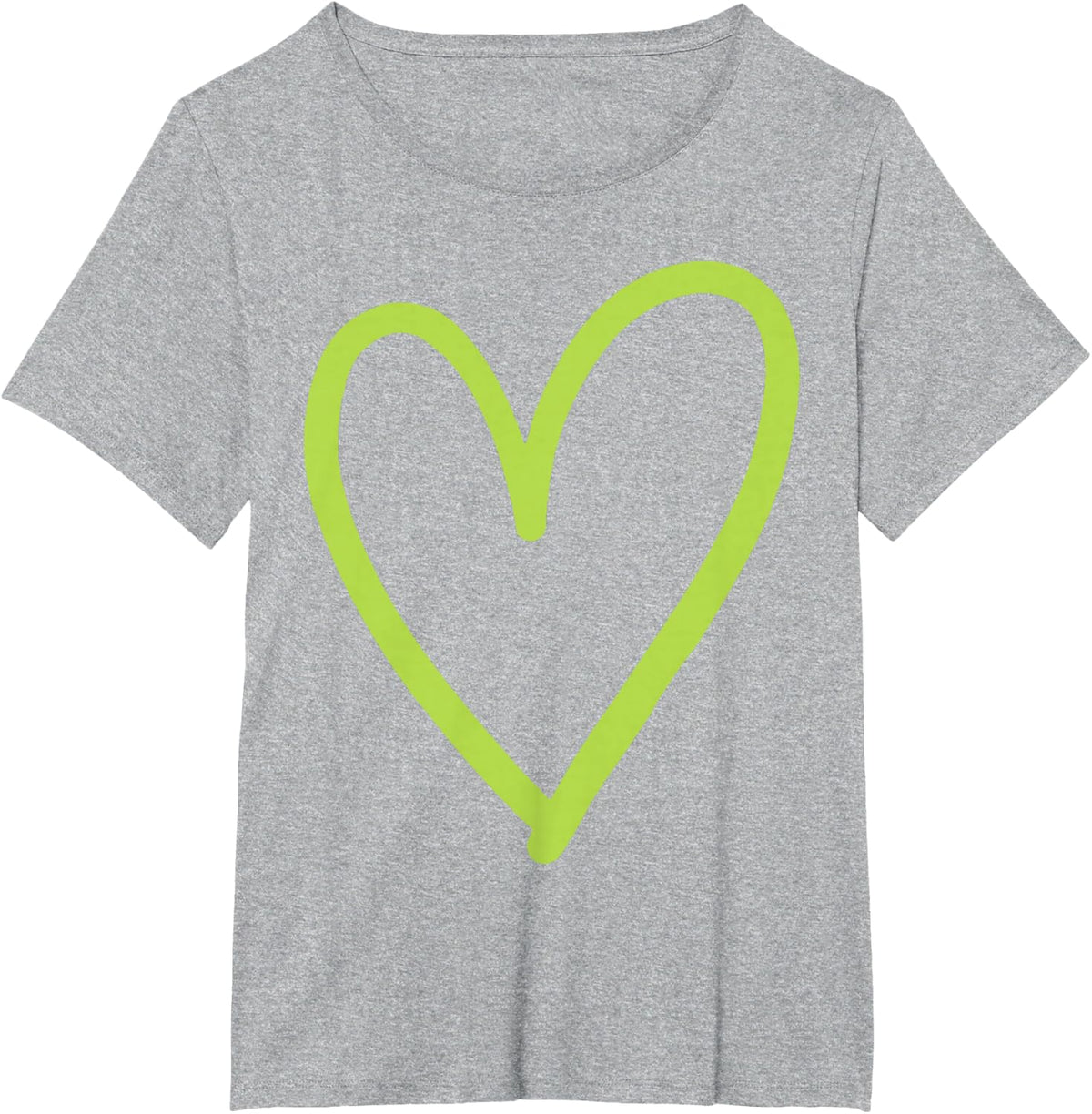 Lime Green Heart Cute Shirts for Women Summer T Shirts Tees Tops - Heather Grey
