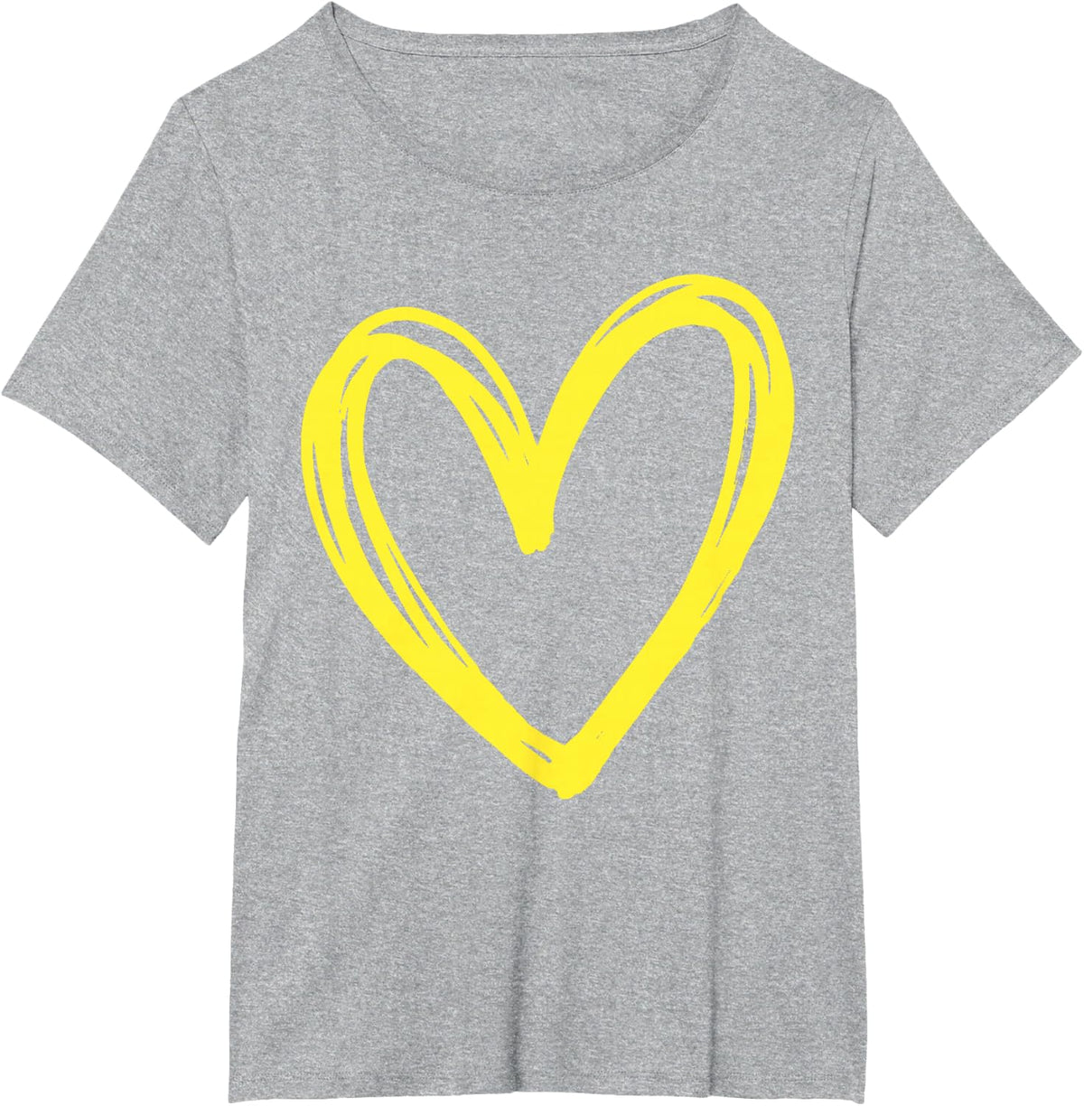 Female Women's Yellow Heart Fashion Designer T-Shirt - Heather Grey