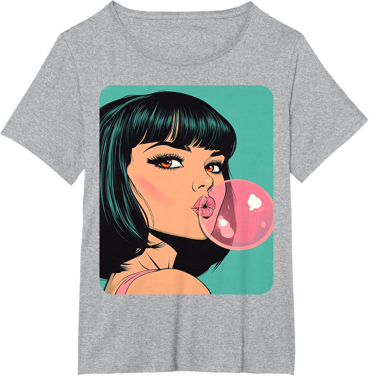 Female Women's Abstract Fashion Ladies Designer Tops T-Shirt - Heather Grey