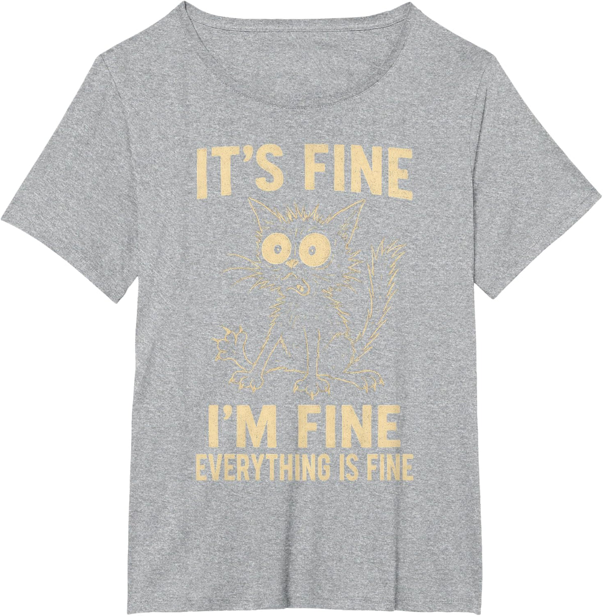 Funny Cat Graphic Tee Men Women Kids Weird Crazy Meme Cat T-Shirt - Heather Grey