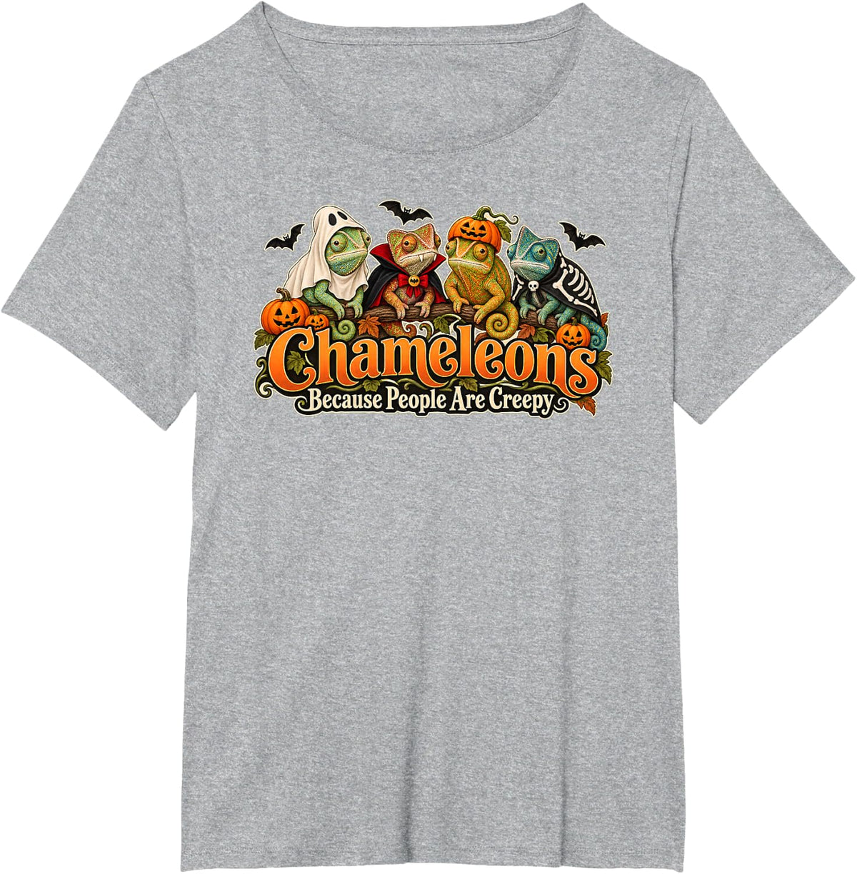 Funny Halloween Chameleons Creepy People Costume Lizard T-Shirt - Heather Grey