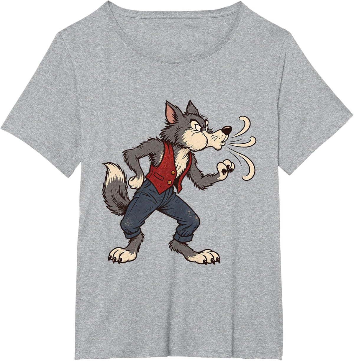 Huffing Big Bad Wolf Halloween Costume T-Shirt - Heather Grey