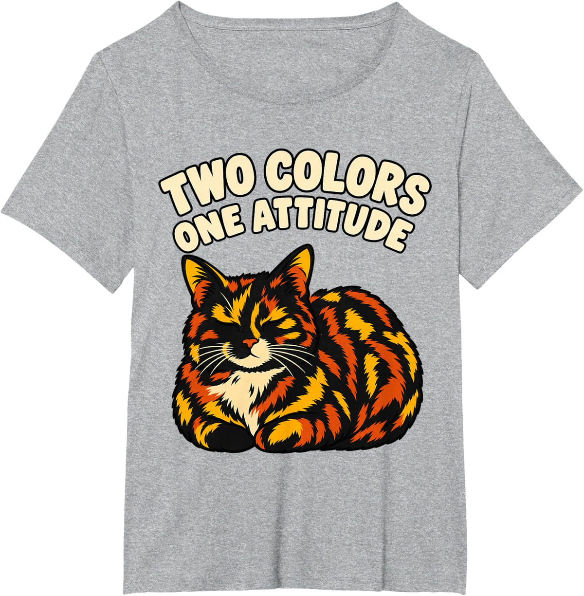 Tortoiseshell Cat Two Colors One Attitude Funny Cat Lover T-Shirt - Heather Grey