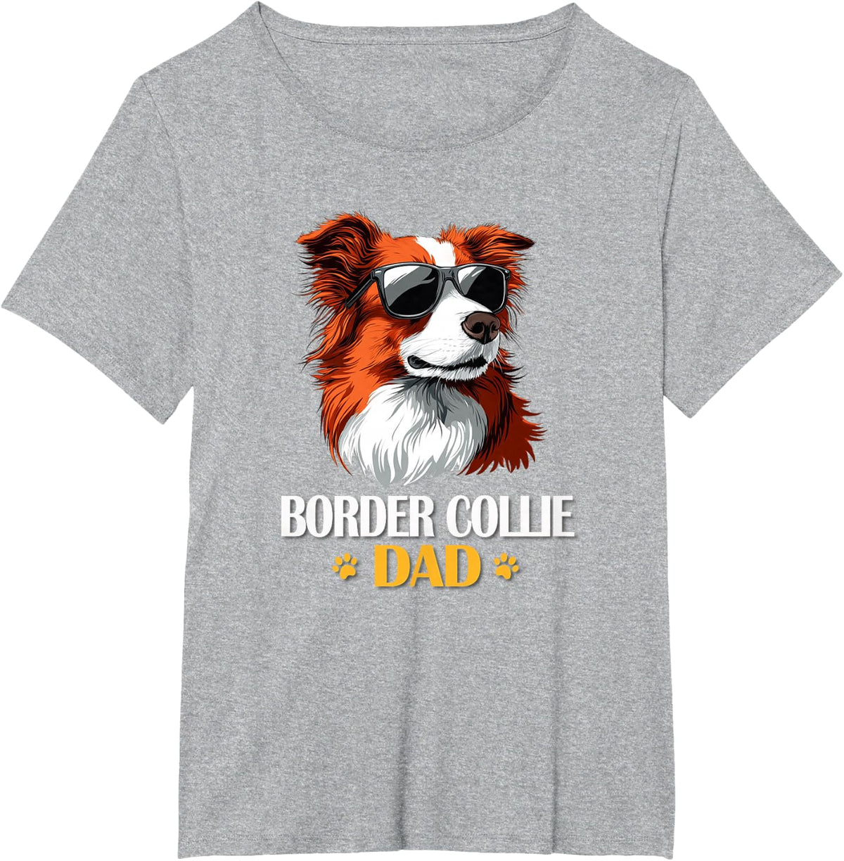Mens Funny Cool Sunglasses Red Border Collie Dad Lover T-Shirt - Heather Grey